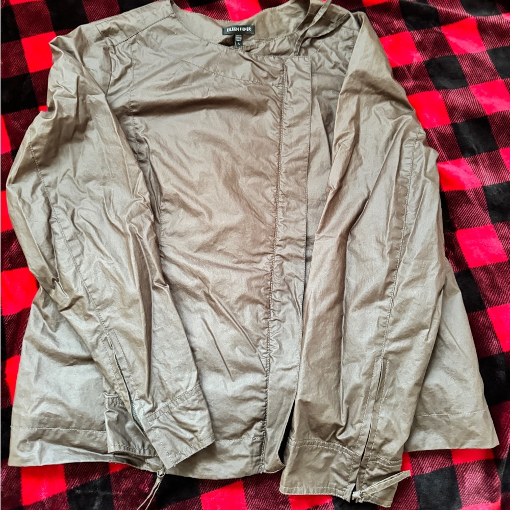 Eileen Fisher Brown Zip Up Jacket